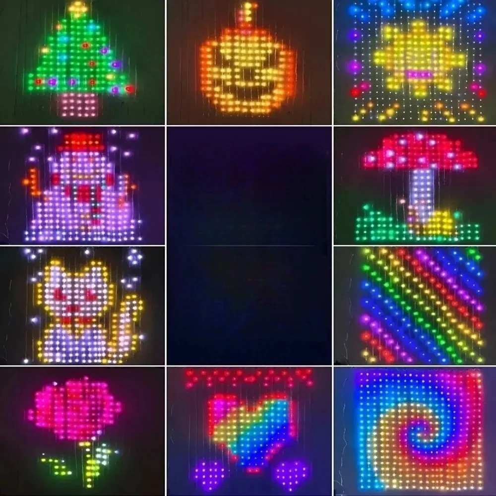 Lighting Christmas Decor - ไฟม่านพิกเซล LED ควบคุมผ่านแอปบลูทูธ RGB DIY สำหรับตกแต่งต้นคริสต์มาส