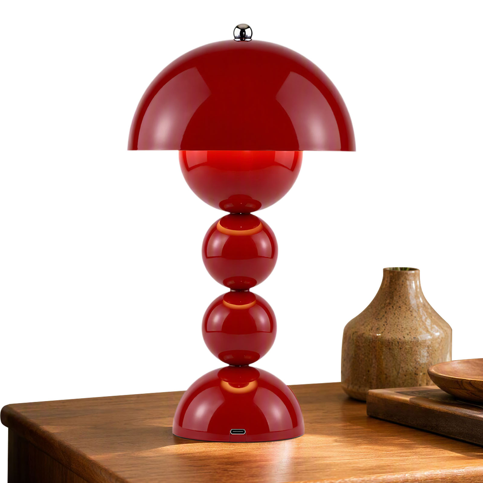 Lighting Decor Bedroom - โคมไฟตั้งโต๊ะรูปดอกไม้เห็ด ชาร์จ USB ไฟ LED ปรับได้
