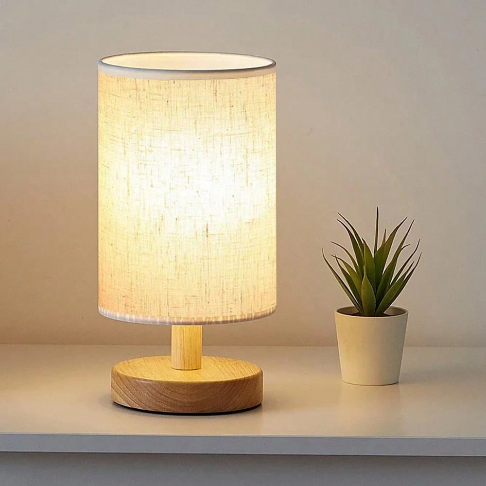 Lighting Decor Bedroom - โคมไฟตั้งโต๊ะตกแต่งสไตล์นอร์ดิกสมัยใหม่ ทำจากไม้และผ้า เหมาะสำหรับใช้เป็นไฟข้างเตียงในห้องนอน ห้องทำงาน และเป็นไฟกลางคืน LED