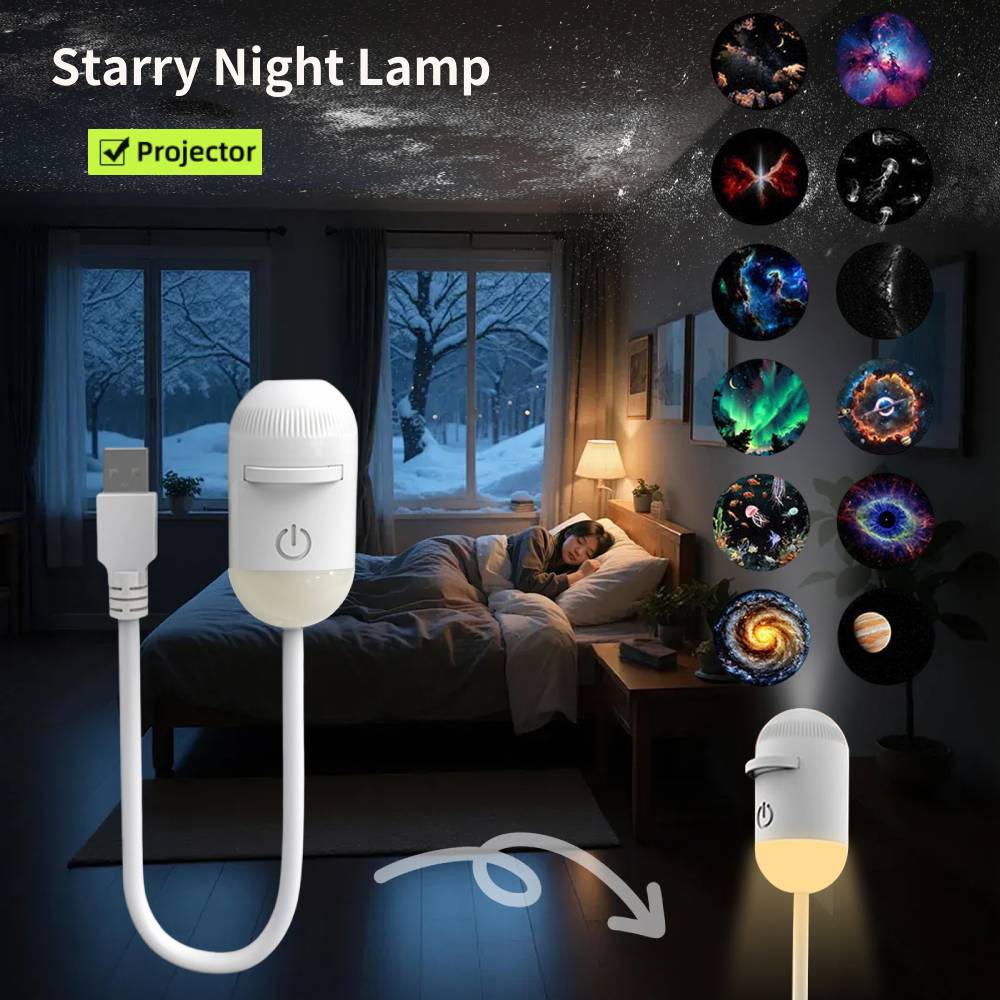 Lighting Decor Bedroom - โปรเจคเตอร์ดาวกาแล็กซี่ขนาดเล็ก ไฟกลางคืน แสงดาวเต็มท้องฟ้า โคมไฟสร้างบรรยากาศในรถยนต์ ไฟโปรเจคเตอร์ USB
