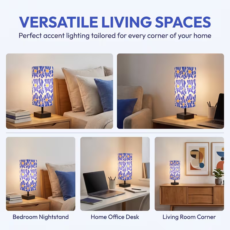 โคมไฟตั้งโต๊ะลายดอกไม้สีสันสดใ - Lighting Decor Bedroom บทวิจารณ์และราคา