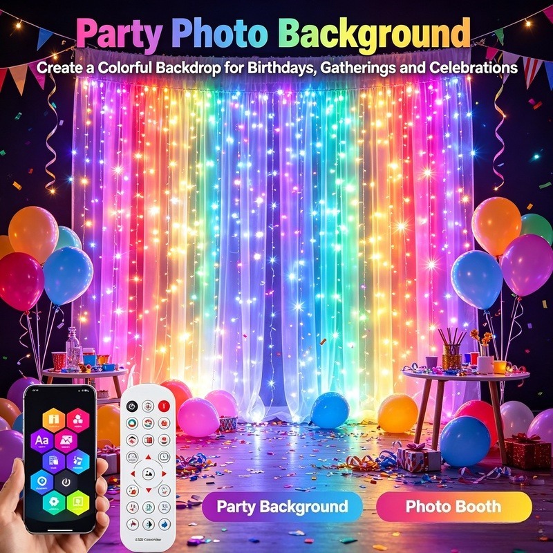 ไฟม่าน LED ควบคุมผ่านแอปพลิเคช - Lighting Christmas Decor บทวิจารณ์และราคา